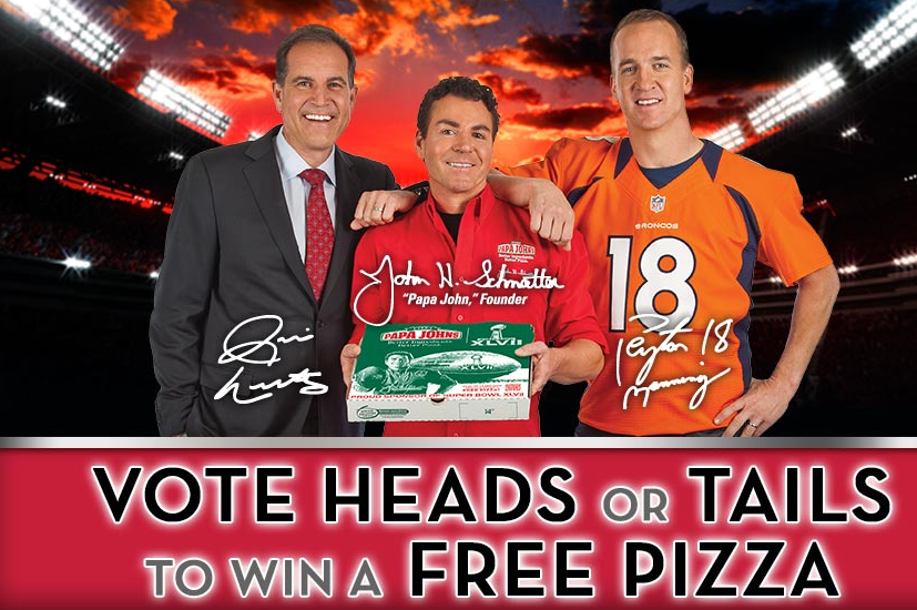 Papa John’s Super Bowl Coin Toss Win a FREE Large Pizza!