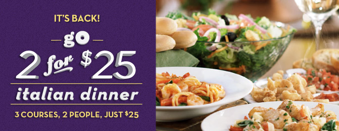 Olive Garden Coupon: $5 off 2 Dinner Entrees!